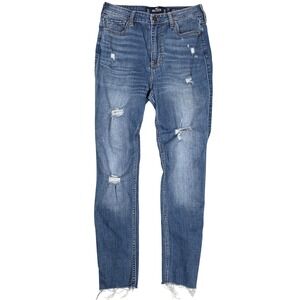 Hollister Ultra High-Rise Distressed Skinny Jeans Womens 7S W28 L28 Blue Good